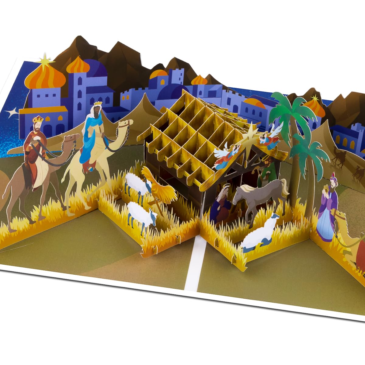 CNLITIHEKA Nativity of Jesus Christmas Card - Jesus Christ Birth Scene, Pop Up Greeting Card Holy Night Nativity, New Year Holiday Greeting Card, Include Envelope.