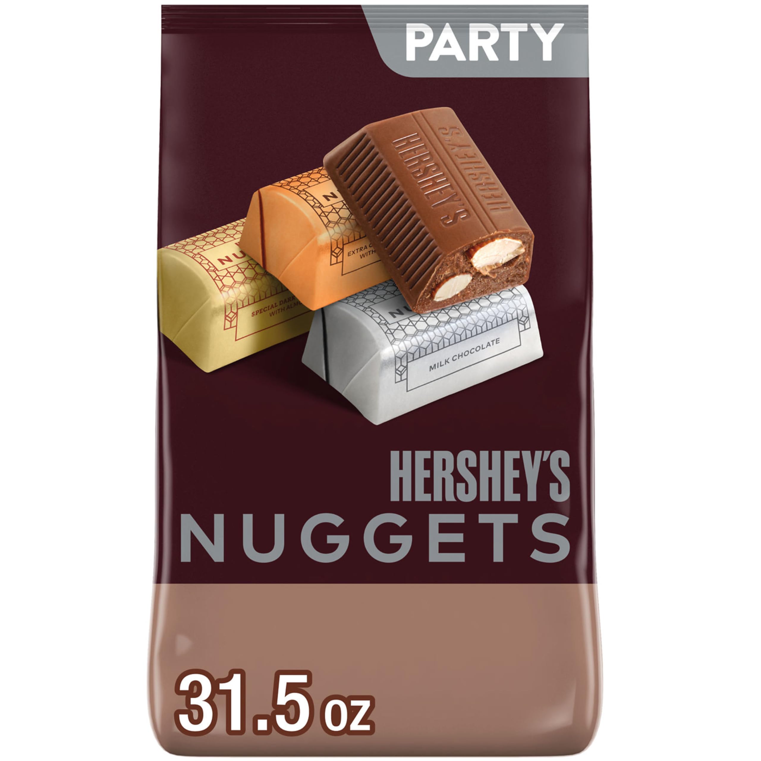 Photo 1 of **** BB SEPT 2026 **** HERSHEY'S NUGGETS Assorted Chocolate Candy Party Bag, Great Stocking Stuffer and Holiday Candy, 31.5 oz