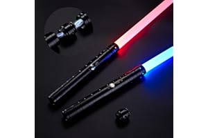 AOGLENIC Lightsaber 2Pack Force Metal Hilt, 2-in-1 Double Bladed Force-FX Light Sword Force, Type-C Rechargeable 3 Sound Mode Cosplay Toy for Kids, Star Wars Dueling Light Saber Game Christmas Halloween