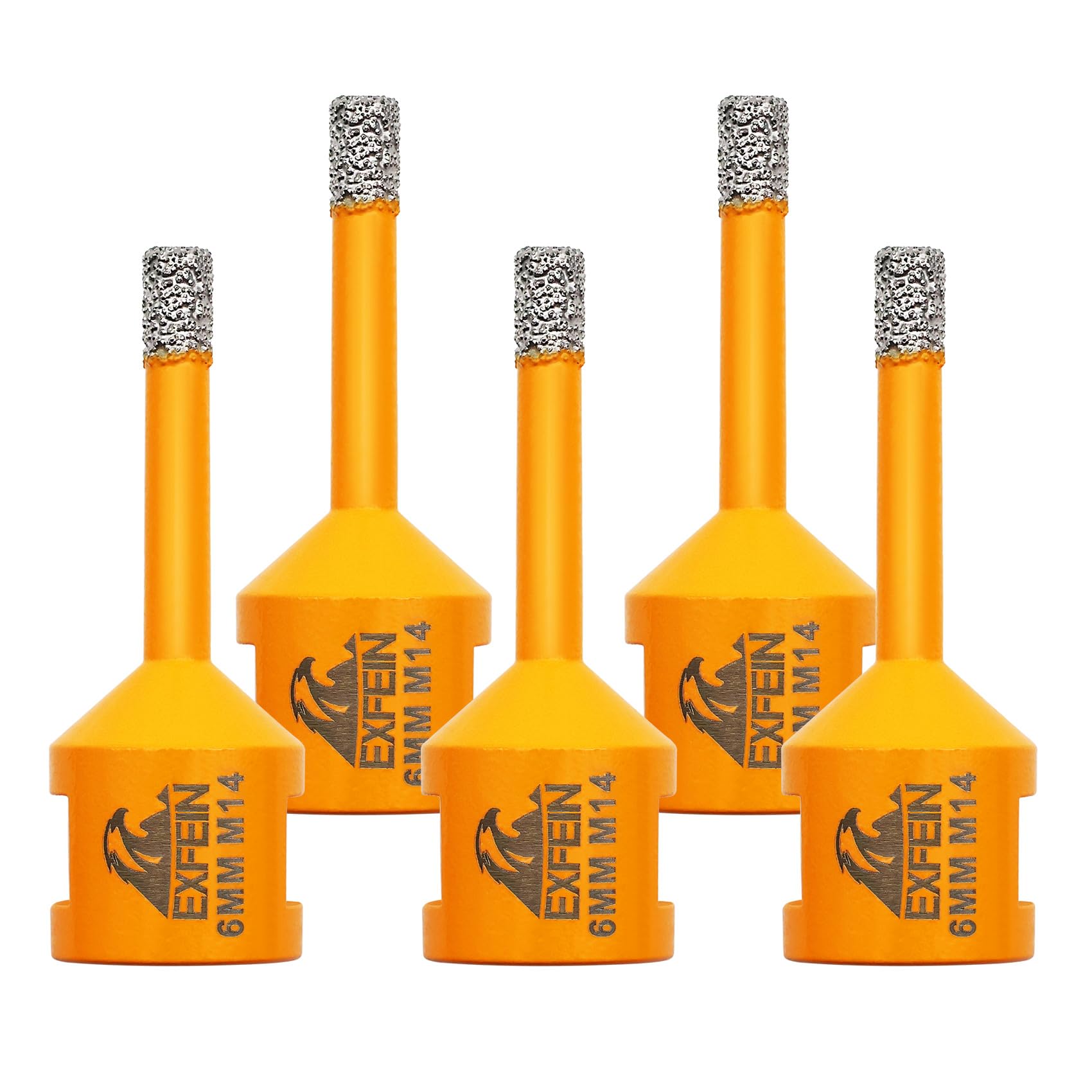 EXFEIN Diamond Tile Drill Bit - 5pcs 6mm Diamond Hole Sawf or Drilling Ceramic Porcelain Tile Marble Brick Granite M14 Thread Dry Core Drill Bit