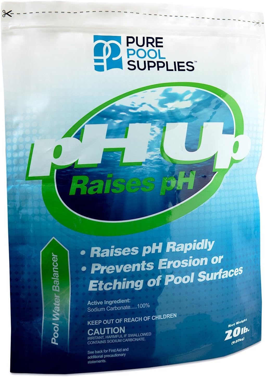 Pure Pool Supplies pH Up 20 Lbs. (pH Increaser pH Plus Soda Ash Sodium Carbonate) Pool Spa Balancer