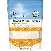Sky Organics - Organic White Beeswax - DIY Home Essentials - Beauty, Skin Care, & Crafts - Candle Making Supplies - Make Lip Balm, Candles, Soap, Lotion, Cream, Body Butter - Mild Natural Scent, 16oz