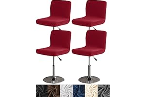 HFCNMY Bar Stool Covers with Backs,4 Pack Stretch Velvet Bar Stool Covers Bar Chair Covers Barstool Seat Cover Washable High Chair Cover with Elastic Bands Red