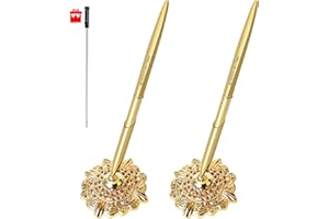 HAWORTHS Hollow Round Pen Holder Signing Pen Set for Wedding Bridal Gold 2 Pcs