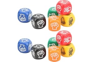 SPYMINNPOO Premium Plastic Finger Guessing Game Dice Set of 12 6 Colors Durable Rock Paper Scissors Dice for Family Party