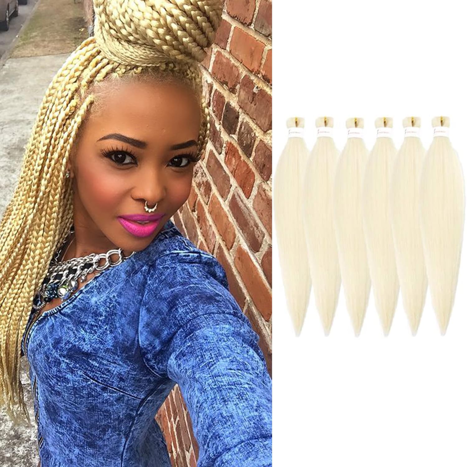 Pre-stretched Braiding Hair Easy Braid 6 Packs/Lot Professional Synthetic Fiber Crochet EZ Braids Yaki Texture Braiding Hair Extensions (613) — image 1