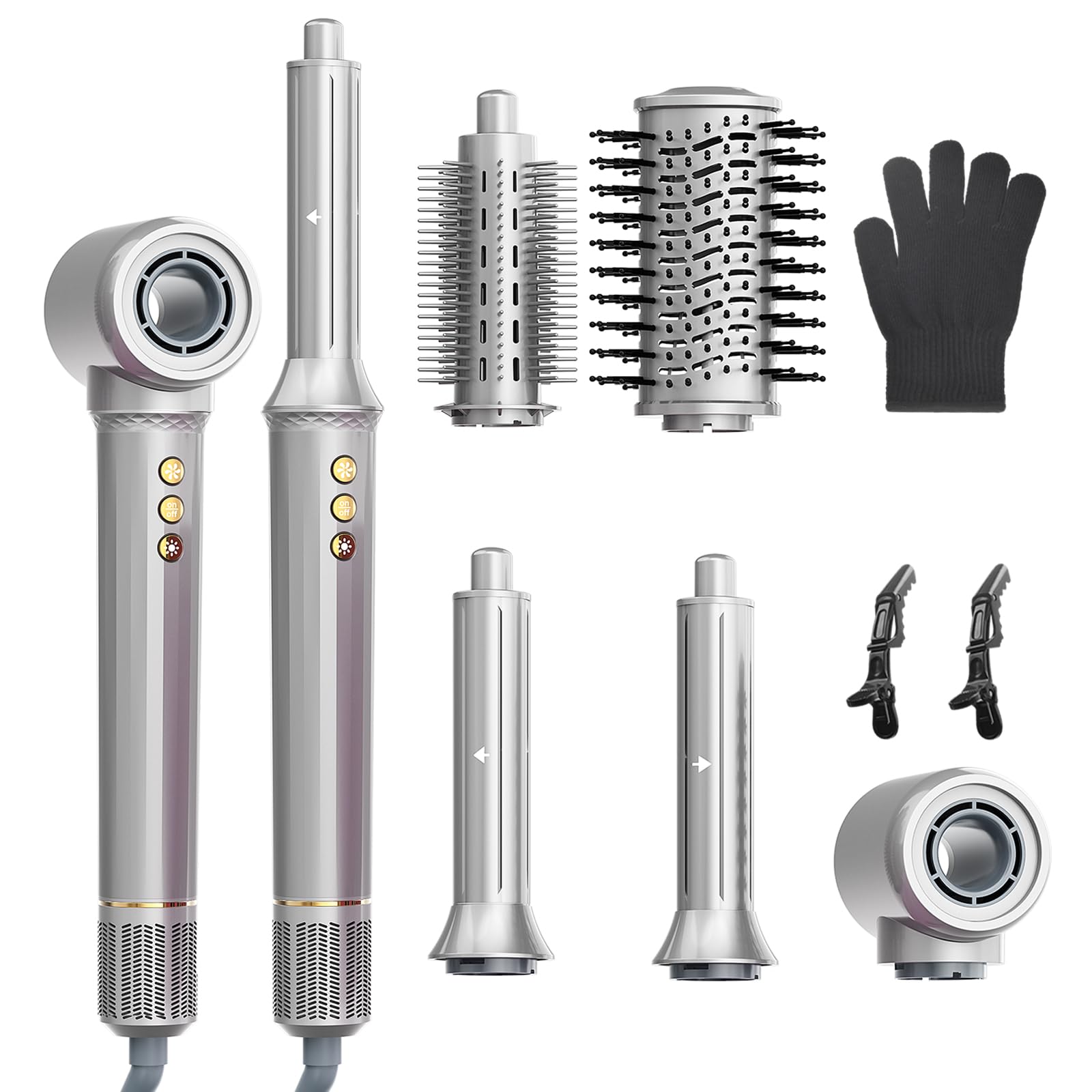 Photo 1 of REITOW 5-in-1 Blow Dryer Brush Set - 110,000 RPM High Speed Hair Dryer & Airbrush Hair Multi Styler - No Heat Damage Auto Wrap Air Curler - Magic Hot Air Styler for at Home Styling Women Gray