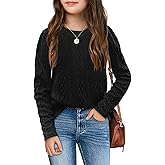 Ebifin Girls Sweaters Kids Long Sleeve Crewneck Fall Knit Tops Cute Pullover Jumper Shirts 5-14 Years