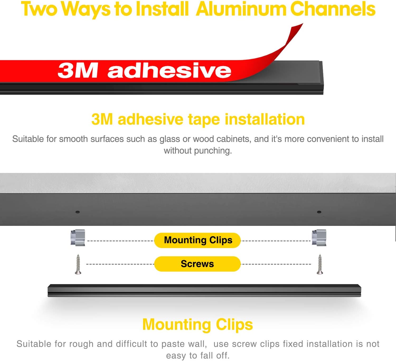 Aluminium Profile For Led Strip Light Extruded Led Aluminum Channel U Shape 8 Pack 1m 3 3ft With Diffuser Cover 3m Adhesive Mounting Clips End Covers Lighting In Stairway Corner Showcase Peba Black Raw Materials Metals