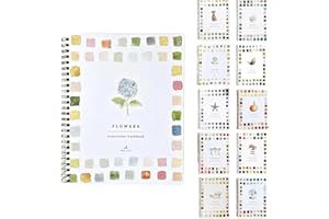 OANRUYAN Emily Lex Studio Watercolor Workbook for Beginner,44 Spiral-Bound Pages Dispersed Beginner Friendly Watercolor Workbooks for Adults,Arts and Crafts Supplies Gift (Flowers)