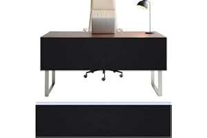 CEBRABOUNZE Under Desk Privacy Panel 62 x 15 Inch Self-Adhesive Modesty Panel Table Skirts Privacy Divider for Office Desk Home Studio or Standing Workstation, Easy to Assemble, Black