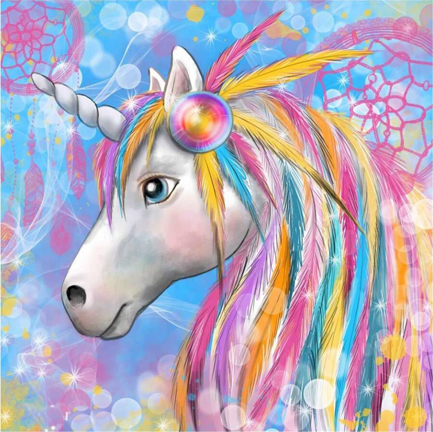 Cross Stitch Kits Stamped, OWN4B Fantasy Unicorn Printed Pattern 11CT 14.2x14.2 inch DIY Embroidery Kit (Unicorn) — image 1