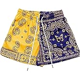 BOOMLEMON Mens Paisley Shorts Mesh Graphic Print Retro Casual Shorts Athletic Gym Basketball Running Short Pants