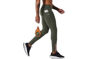 Willit Men's Fleece Running Leggings Cold Weather Gear Winter Cycling Tights Pants Water Resistant Zipper Pockets