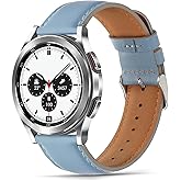 Tasikar Leather Bands Compatible with Samsung Galaxy Watch 47mm 7/6/5/4 Band/Watch 6 Classic 43mm 47mm/Watch 5 Pro Band, Genuine Leather Strap for Galaxy Watch 4 Classic/Watch 3, Blue