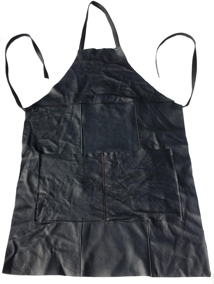 Footstools2u Full Length Workwear Apron in Black Leather (Large) 100cm x 72cm
