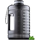 Vinsguir 1 Gallon Water Bottle, BPA Free Large 128 oz Leak Proof Fitness Sports Gallon Jug with Motivational Time Marker & St