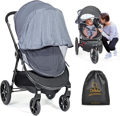 Orzbow Universal Mosquito Net for Pram with UPF 50 Sun Shade Grey