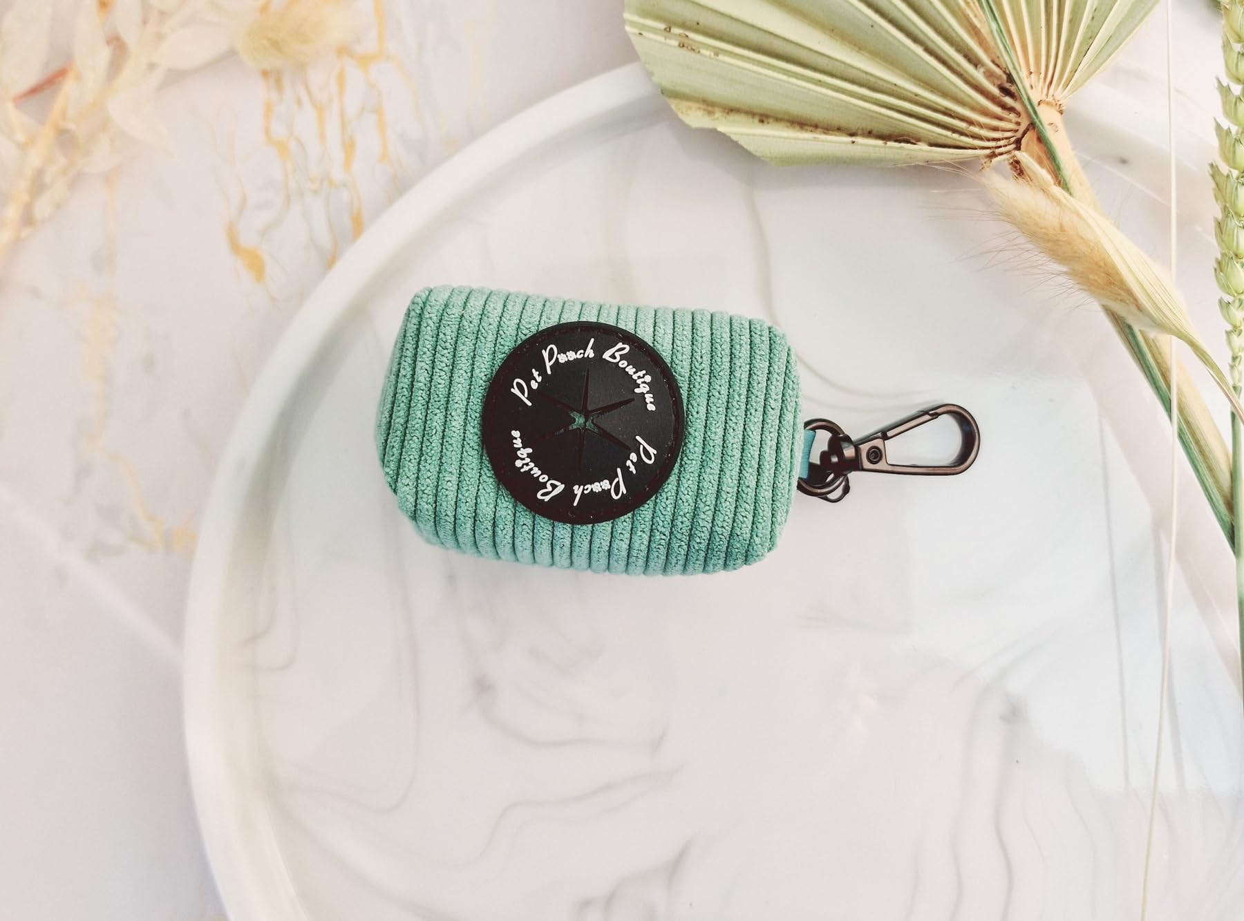 Pet Pooch Boutique SAGE GREEN CORD DOG POO BAG HOLDER