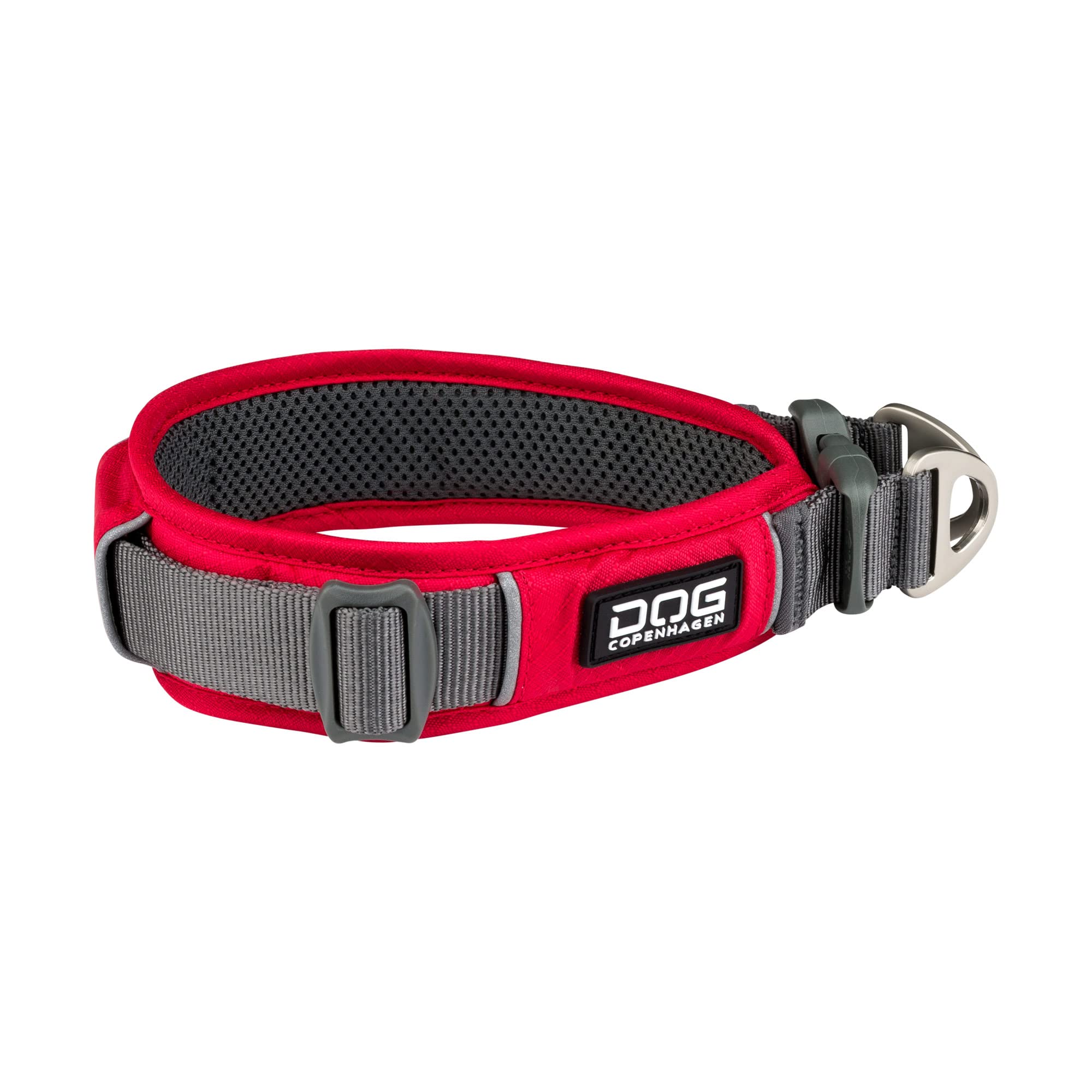 DOG Copenhagen Urban Explorer Collar 2.0 - Padded Dog Collar - Reflective - Comfortable, Classic Red, Size LXL
