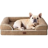 EHEYCIGA Orthopedic Dog Bed Medium Size Dog, Waterproof Washable Pet Beds | Non-Slip Bottom and Egg-Crate Memory Foam Dog Couch Bed with Washable Removable Cover, Camel