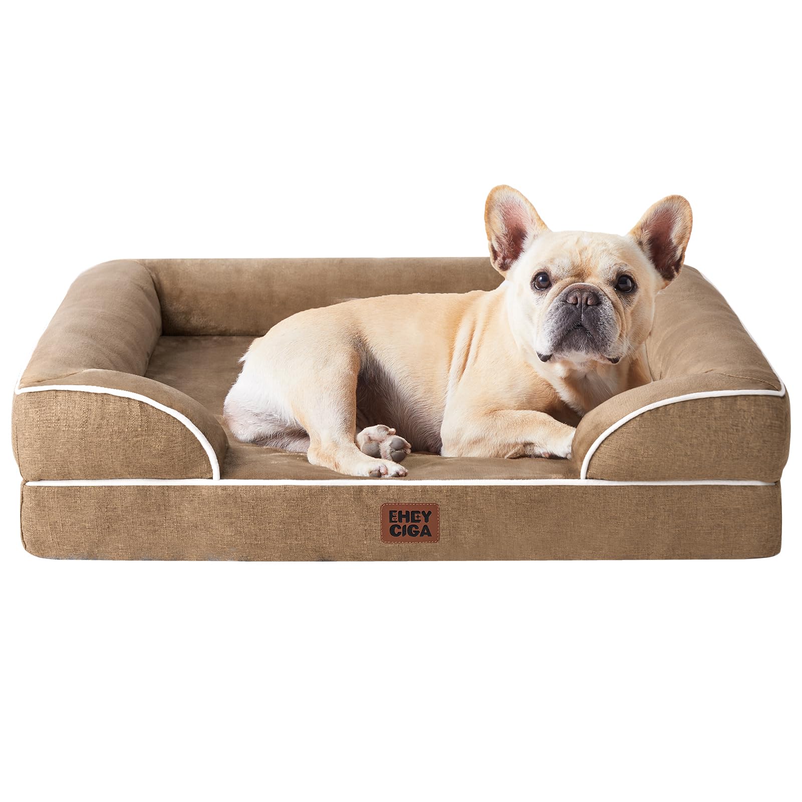Photo 1 of *FOAM ONLY* EHEYCIGA Orthopedic Dog Bed for Medium Dogs, Waterproof Memory Foam Medium Dog Beds with Sides, Non-Slip Bottom and Egg-Crate Foam Pet Couch Bed