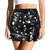Nexxion Sequin Skirt for Women Sparkly Sexy Mini Skirt Stretchy Bodycon Glitter Skirts Night Out Party