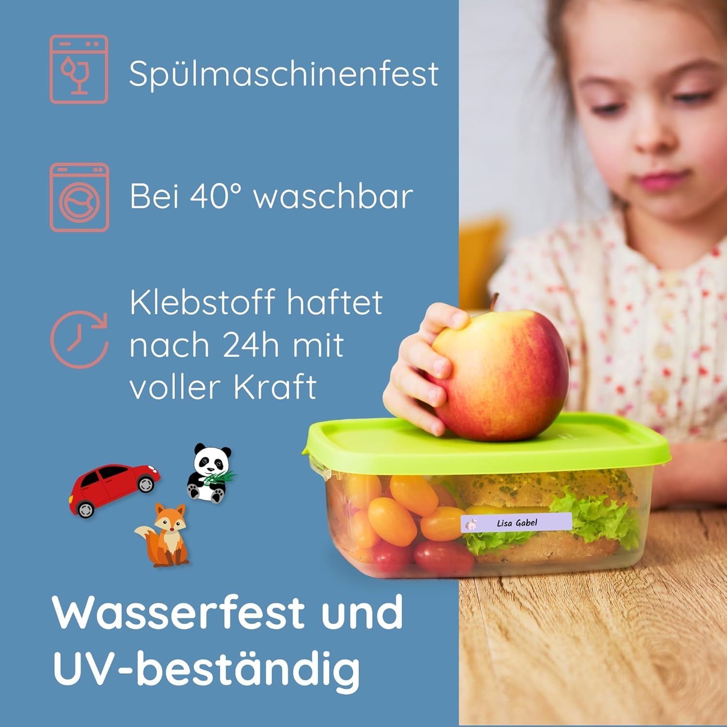 260 Stück personalisierte Namensaufkleber Set-Bögen Mini/Mittel/Groß - Spülmaschine geeignet/Wasserfest/Kratzfest für Innen und Außen (Blau, Set 260 Stück, Malik Demir-Auto) 4