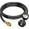 Alloxity 6FT Propane Hose Adapter 1lb to 20lb, Propane Tank Hose with Gauge, Propane Adapter 20lb to 1lb Converter, Adapter Hose for Weber Q Grill, Coleman Camp Stove, Blackstone Griddle, Buddy Heater
