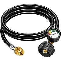 Alloxity 6FT Propane Hose Adapter 1lb to 20lb, LP Gas Tank Hose with Gauge, Propane Tank Adapter 20lb to 1lb Converter for Ca