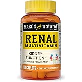MASON NATURAL Renal Multivitamin with ALA &amp; B Vitamins, 100 Day Supply | Multivitamin caplets with alpha lipoic acid, Vitamin B, C, D, folate, biotin, iron &amp; calcium supports normal kidney function