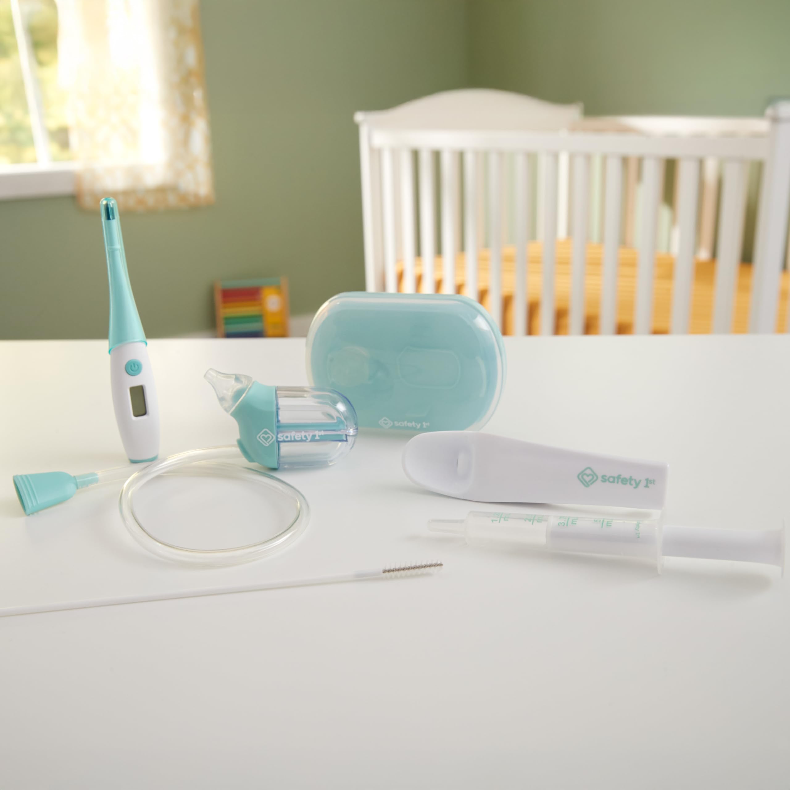 Safety 1st Baby’s 1st SneezyWeezy Kit, BoogEase Nasal Aspirator, 3-in-1 Digital Thermometer, Fuss Free Medspoon, Infant Healthcare Set, Easy-Clean Snot Sucker, Medicine Feeding Spoon