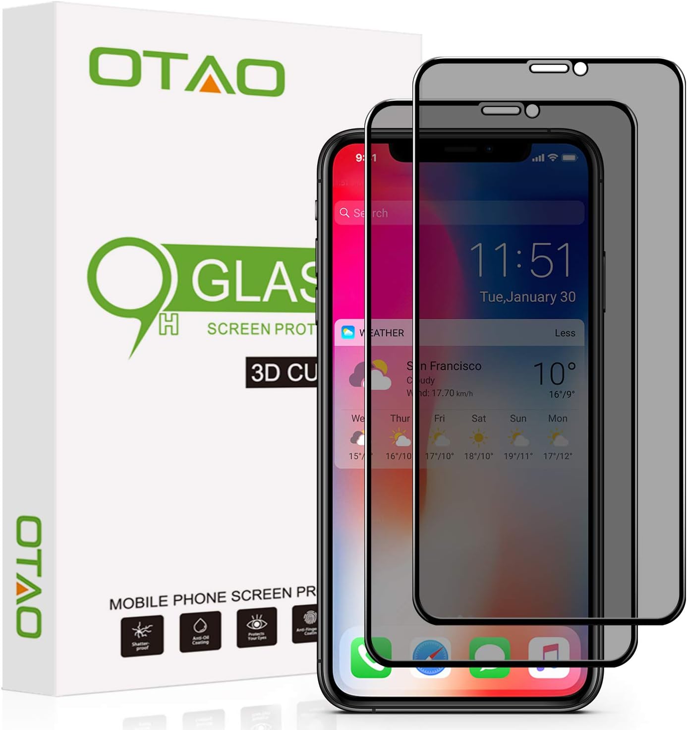 Amazon Com Otao Privacy Screen Protector For Iphone 11 Iphone Xr 6 1inch True 28 Anti Spy Tempered Glass Full Coverage 2 Pack