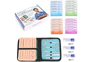 Medclimber Complete Suture Practice Kit (30 Pieces) for Medical Students, Including Large Upgrade 14 Pre-Cut Wounds Silicone Pad, Tool Kit, Suture Threads & Needle Perfect for Training, Demonstration