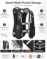 UTOBEST Running Vest 5L Hydration Pack with 2 x 350ml Bottles Black view 5