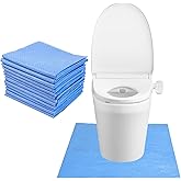 25 Pack Disposable Toilet Mats Absorbent Toilet Floor Protector from Urine U-Shape Toilet Training Rug Waterproof Non-Slip Bathroom Potty Training Mats for Children Adult (Blue-1)