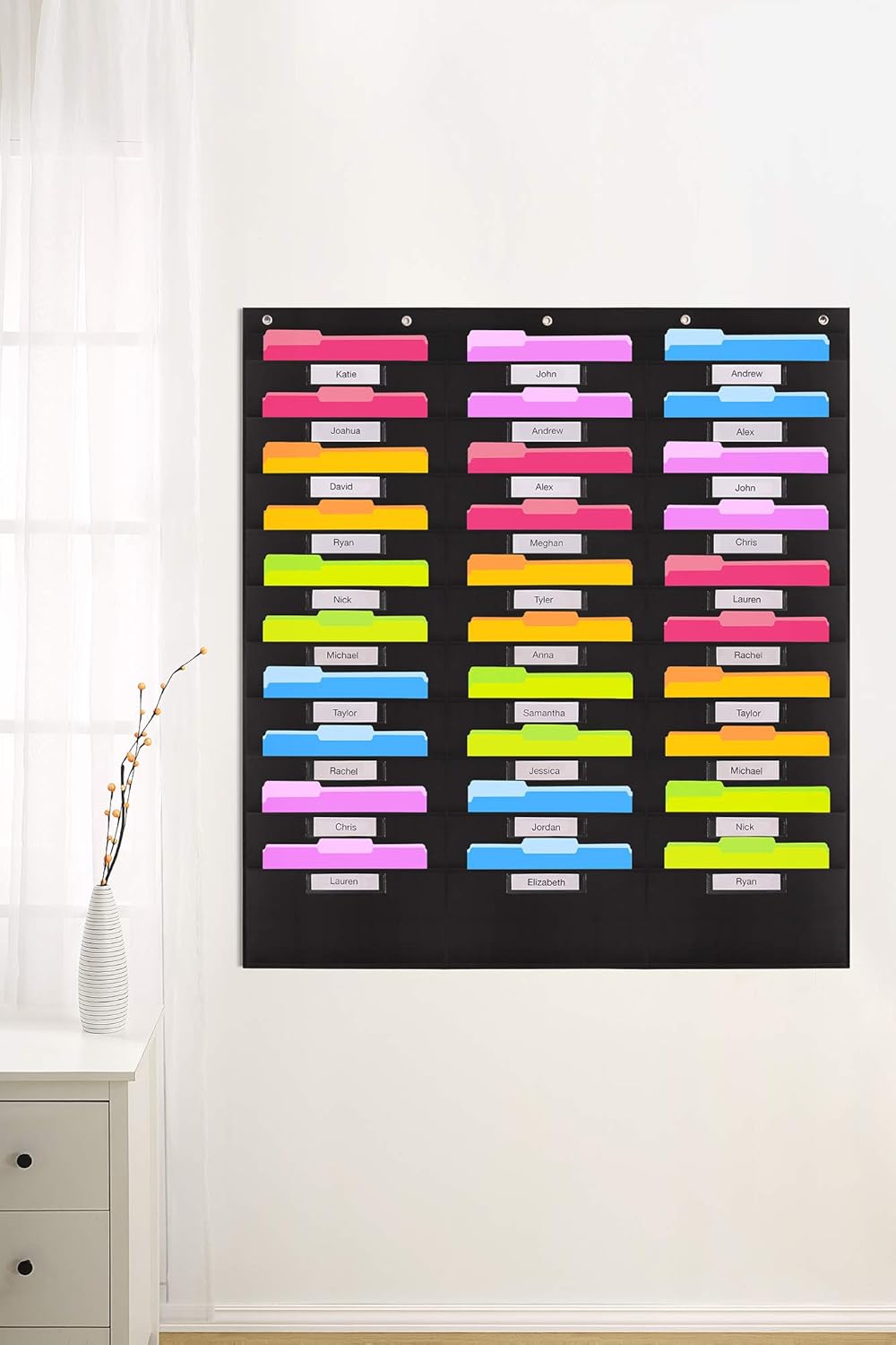 Heavy Duty Storage Pocket Chart with 20 Pocket, Hanging Wall File Organizer by Hippo Creation - Organize Your Assignments, Files, Scrapbook Papers & More (Black) : Office Products