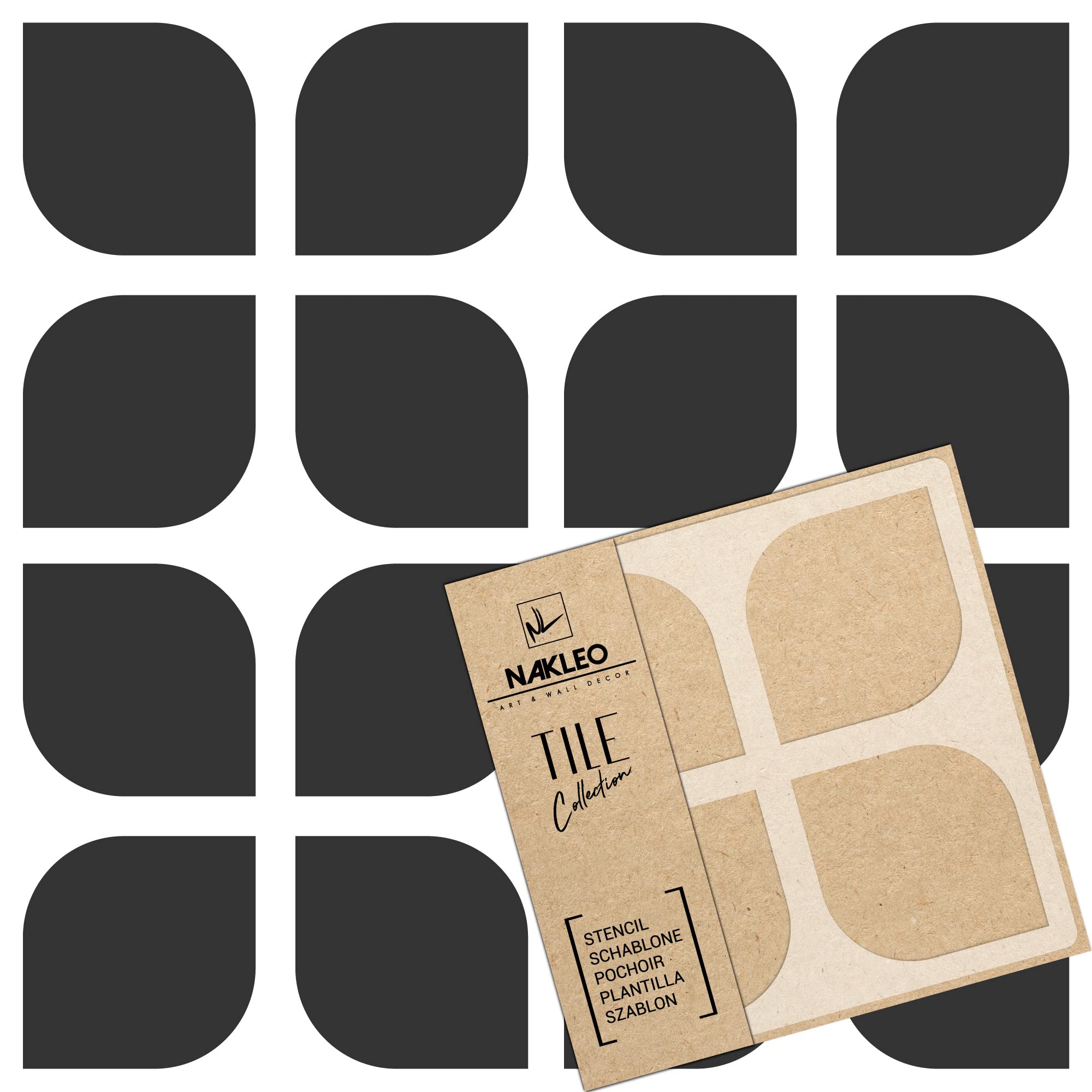 NAKLEO Tile Painting Stencil 15x15 cm, Teruel Geometric Retro Ornament, Plastic Reusable Template, Home Decor Craft DIY, Floor Concrete Patio Wall - Terracotta