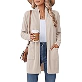 Zeagoo Women Long Cardigan Sweaters Lightweight Open Front Duster Knit Fashion Sweater Coats Trendy Cardigans with Pocket