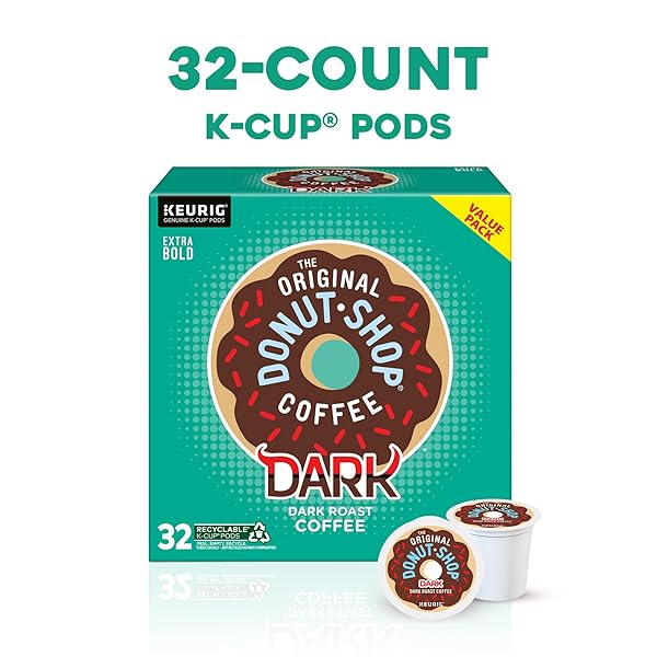THE ORIGINAL DONUT SHOP DARK, KEURIG SINGLE SERVE K-CUP PODS, DARK ROAST COFFEE PODS, 32 COUNT