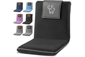 MONK & LLAMA Japanese Meditation Floor Chair with Back Support for Adults - Premium Meditation Chair with Adjustable & Foldable Back for Seating, Yoga & Gaming — Folding Backjack Chairs with Backrest for Adults