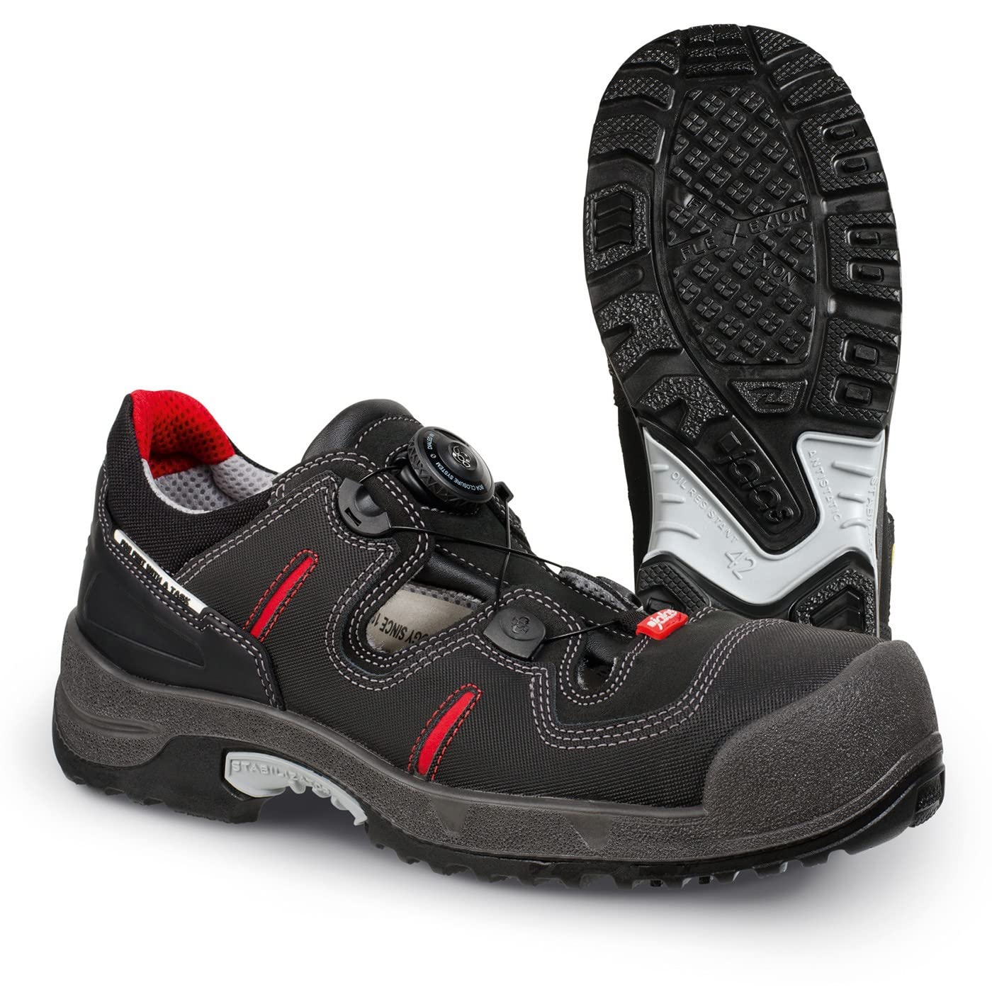 Ejendals 1708-40 Size 40 "Jalas 1708 Zenit Easyroll" Safety Sandals - Black/Grey/Red