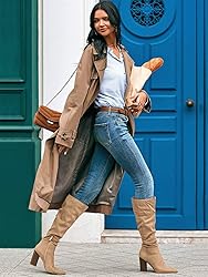 PiePieBuy Womens Faux Suede Knee High Boots Pointed