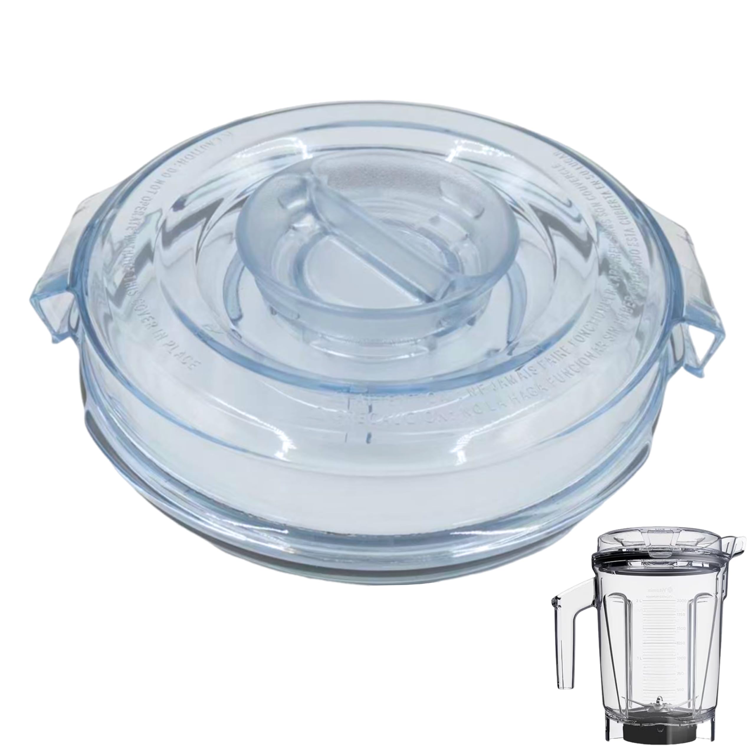 Sacumea Fit for Vitamix Lid Replacement, 64-Ounce Clear Low-Profile Container Lid, 2-Piece BPA-Free Polycarbonate, Transparent, Snap Closure, Blender Lid