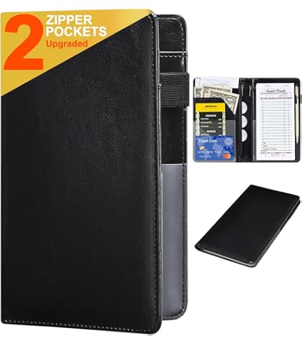 Winco CHK-2K, 8 1/2" X 5 1/4" Black Guest Check Presenter / Server Book - View #2
