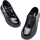 ICEBIRDS Girls School Uniform Shoes Mary Jane Flats,Low Heel Princess Hook and Loop Dress Shoes for School Party Wedding(Toddler/Little/Big Kid)