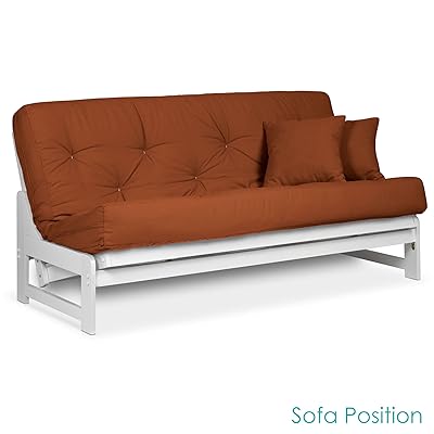 Nirvana Futons Arden Armless White Wood Futon Frame Full