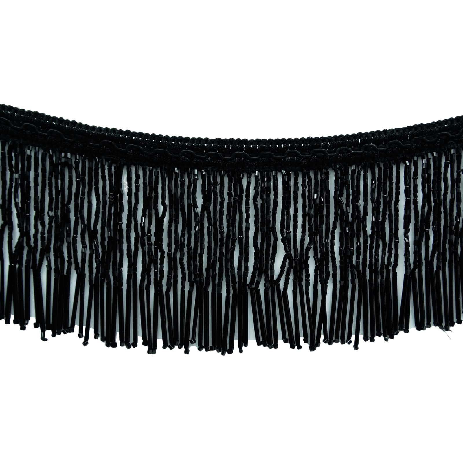 Knitwit Beaded Fringe Ribbon Black Upholstery Decorative Curtain Supplies Craft 3 Yards