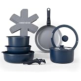 Country Kitchen Cookware Set with Removable Handle, Oven &amp; RV Safe Pots and Pans Set, Denim, Original