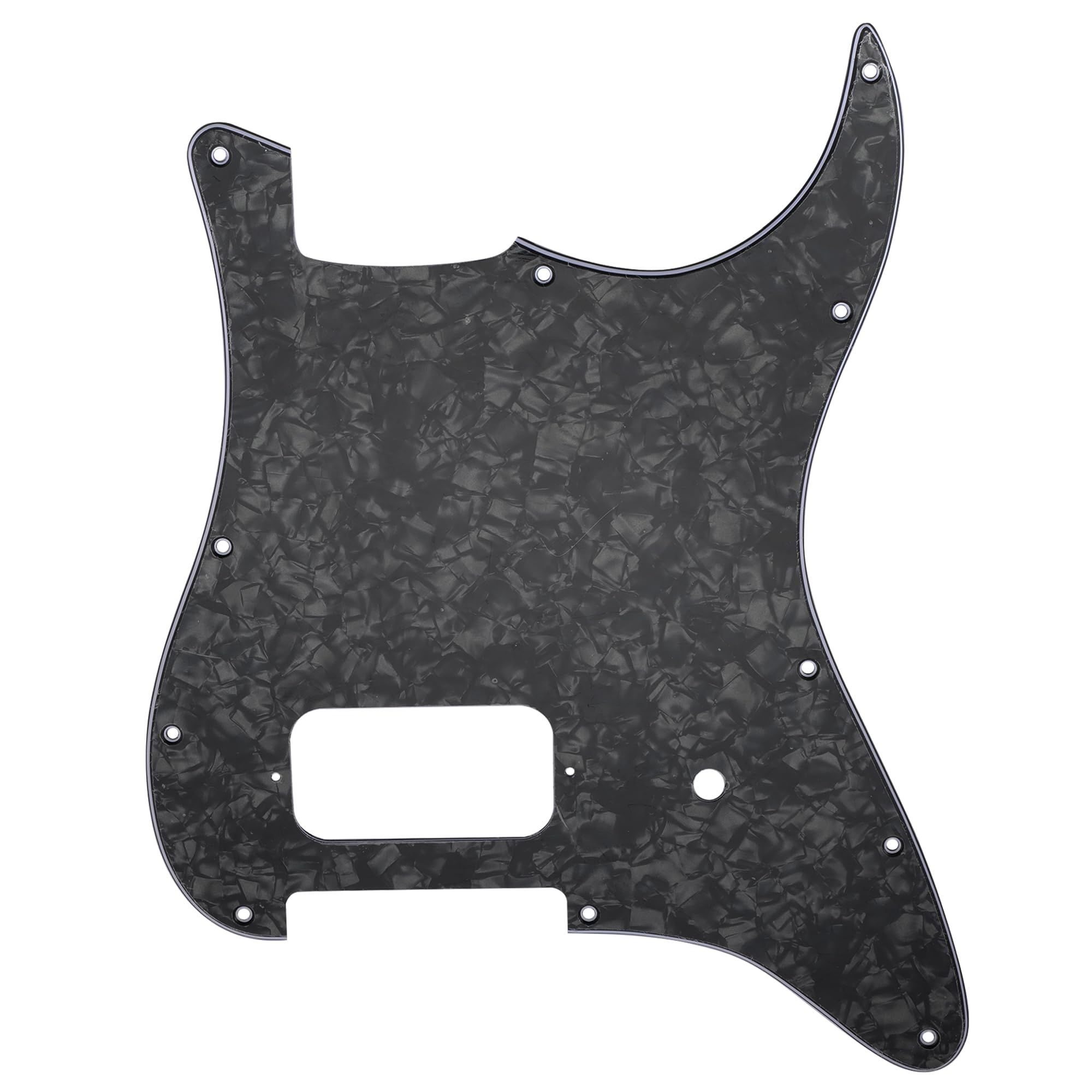 Musiclily Pro 11 Holes ST Strat Uncovered One Humbucker Guitar Pickguard Scratch Plate for American/Mexican Fender Tom Delonge Stratocaster Electric Guitar, 4ply Black Pearl